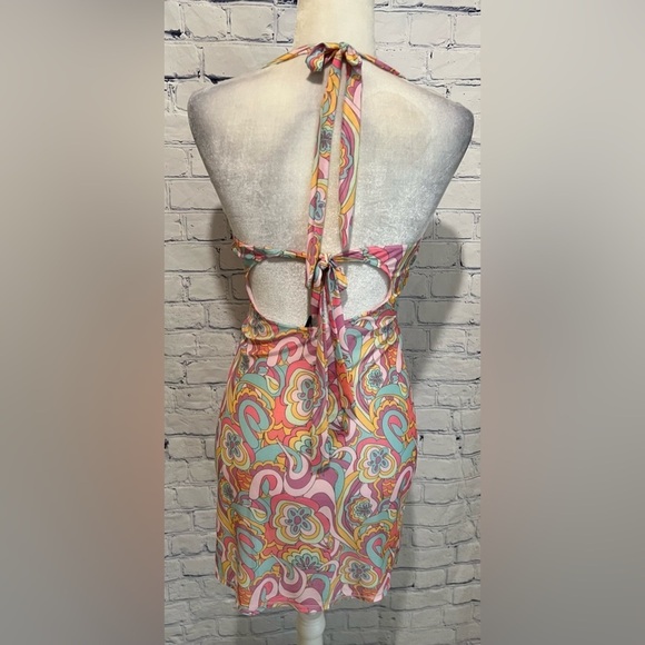 NWT Fashion Nova All The Vibes Sheer Cover Up Dress - Pink/combo- medium - Picture 7 of 10